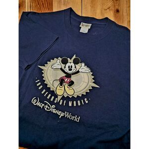 Vintage Walt Disney World Shirt Size Medium Blue 100 Year Anniversary Mickey Y2K